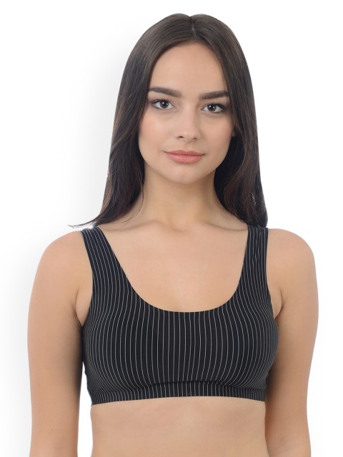 

Da Intimo Black Printed Non-Wired Lightly Padded Bralette DI1123