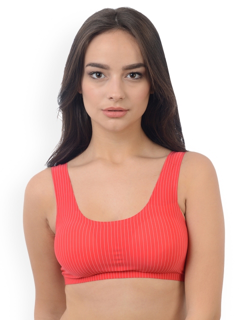 

Da Intimo Red & White Printed Non-Wired Lightly Padded Sports Bra DI1124