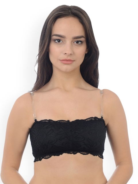 

Da Intimo Black Lace Non-Wired Lightly Padded Bandeau Bra DI1145