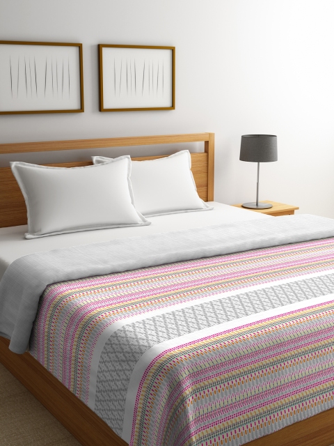 

Portico New York Pink & Grey Striped AC Room 150 GSM Double Bed Comforter