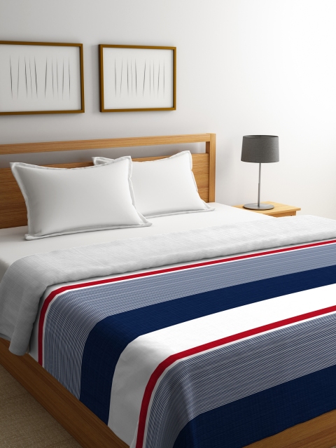 

Portico New York White & Navy Blue Striped AC Room 150 GSM Double Bed Comforter