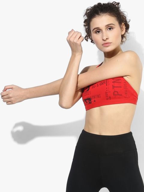

Reebok Red Printed Non-Wired Non Padded Sports Bra