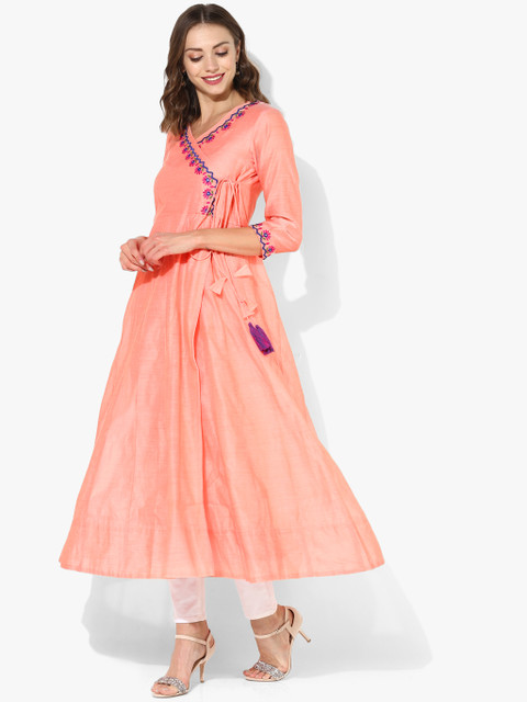 

Sangria Women Peach-Coloured Woven Design Anarkali Kurta