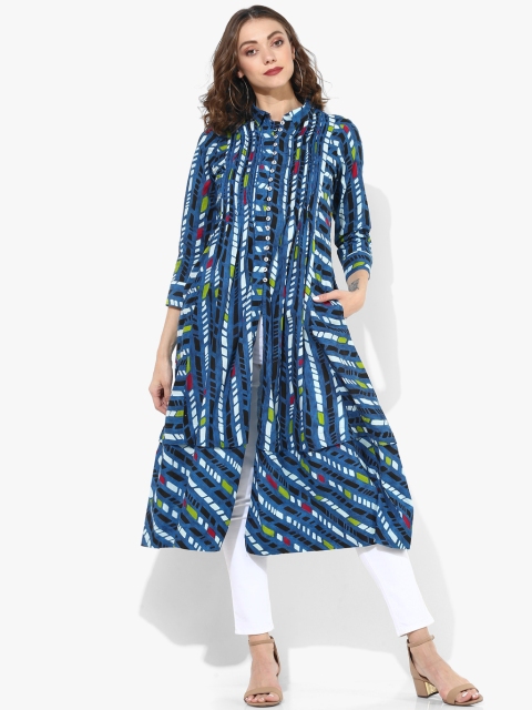 

Sangria Women Blue Printed A-Line Kurta