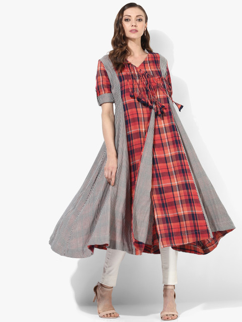 

Sangria Women Multicoloured Checked Anarkali Kurta, Multi
