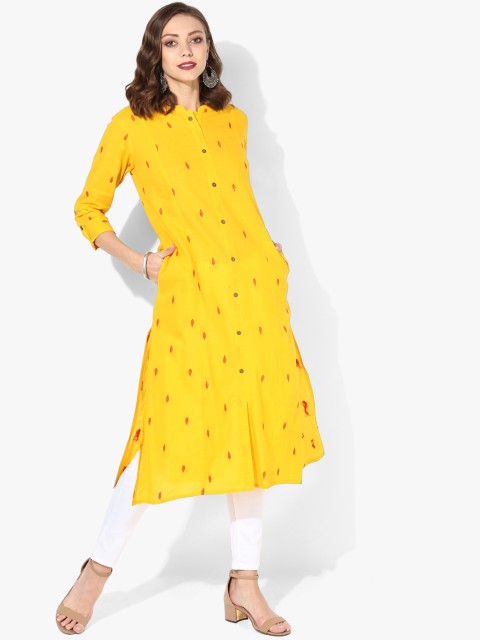 

Sangria Women Yellow Woven Design Straight Kurta