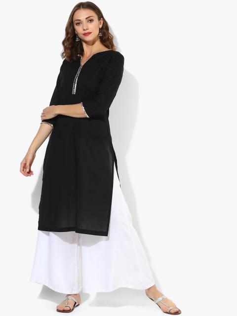 

Sangria Women Black Solid Straight Kurta