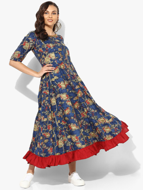 

Sangria Women Navy Blue Printed Maxi Dress