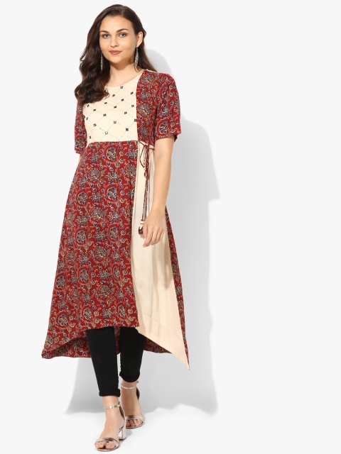 

Sangria Women Maroon & Beige Printed A-Line Kurta