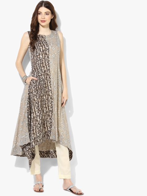 

Sangria Women Beige & Brown Printed Kurta with Trousers
