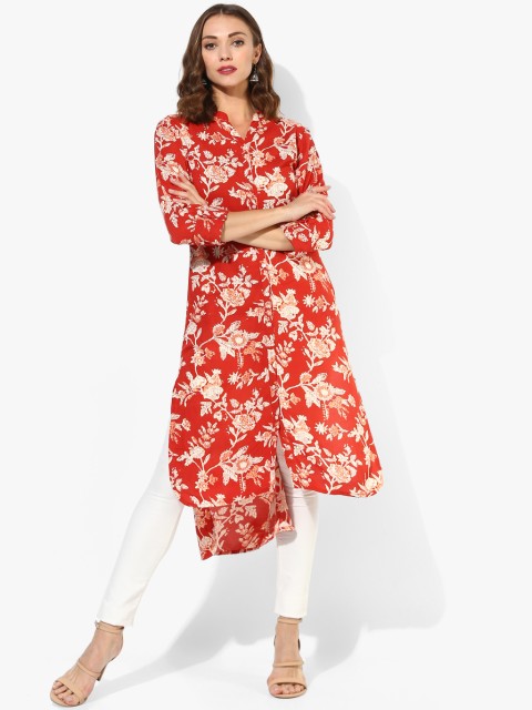 

Sangria Women Red & White Printed Straight Kurta