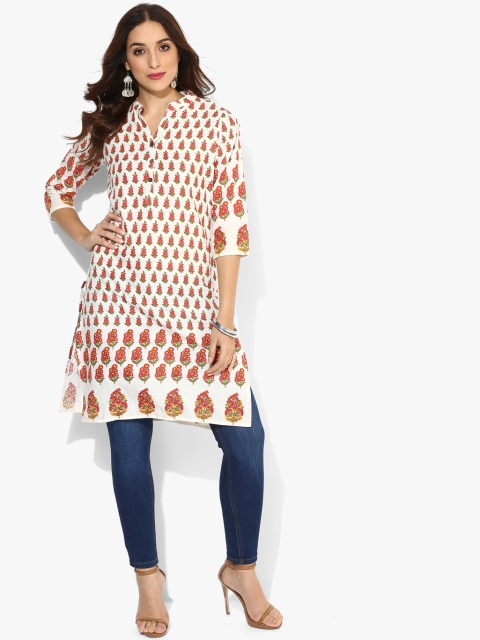 

Sangria Women White Printed A-Line Kurta