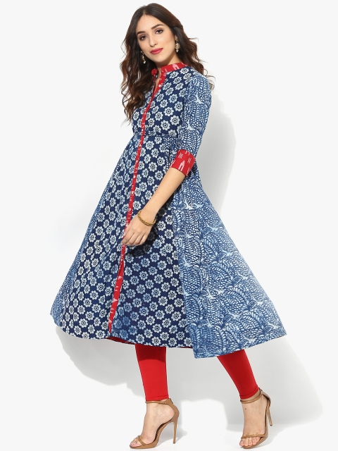 

Sangria Women Navy Blue & Red Printed Anarkali Kurta