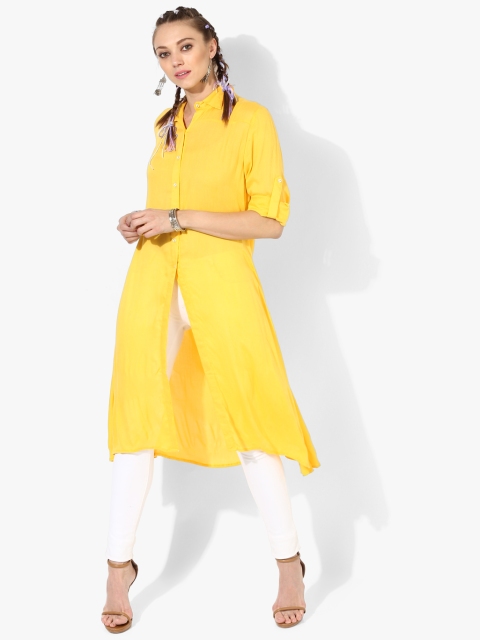 

Sangria Women Yellow Solid A-Line Kurta
