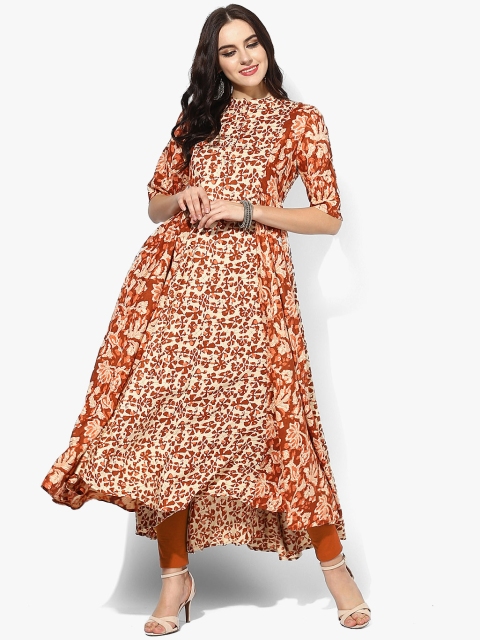 

Sangria Women Rust & Off-White Printed Anarkali Kurta