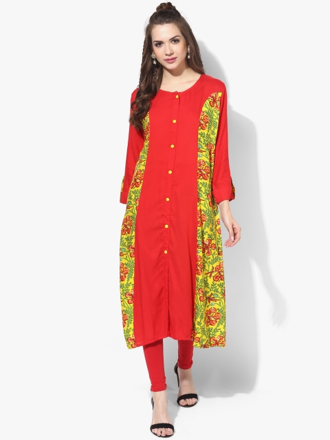 

Sangria Women Red & Yellow Printed A-Line Kurta