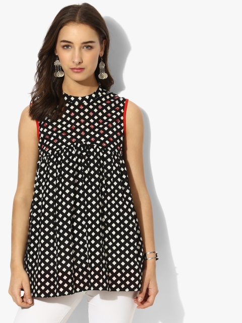 

Sangria Women Black Printed A-Line Top