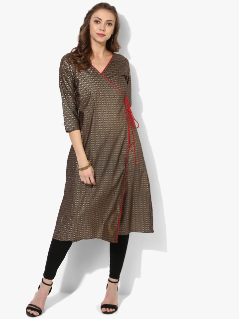 

Sangria Women Black & Brown Printed A-Line Kurta
