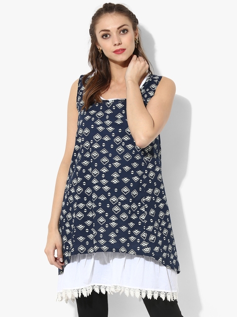 

Sangria Women Navy Blue Printed Top