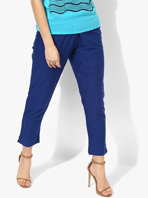

Sangria Women Navy Blue Regular Fit Solid Regular Trousers