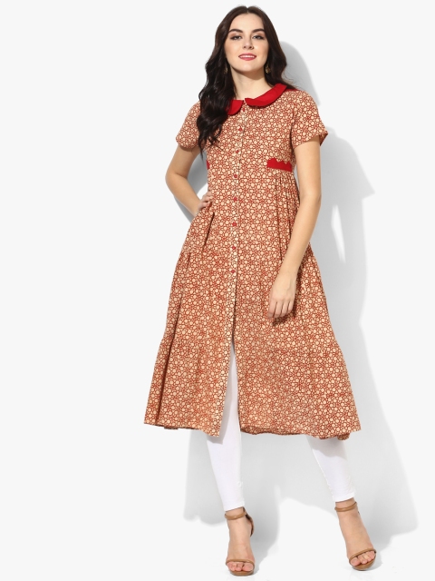 

Sangria Women Beige & Red Printed A-Line Kurta