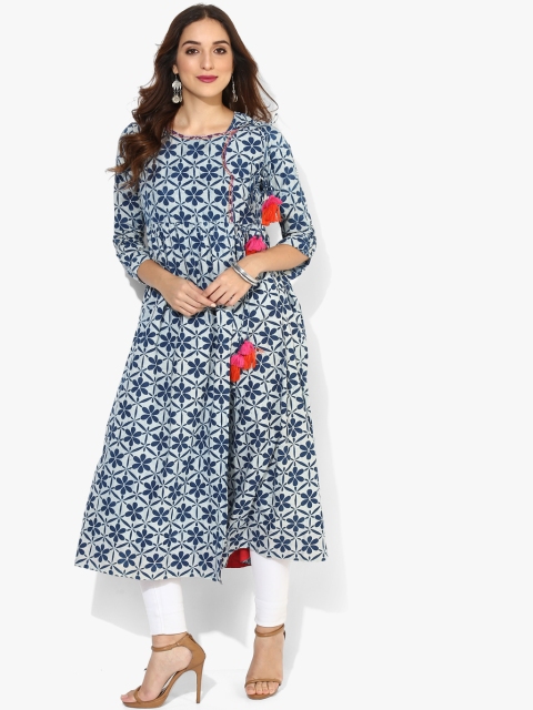 

Sangria Women Blue Printed A-Line Kurta