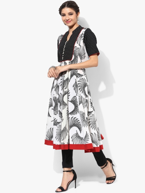 

Sangria Women White & Black Printed A-Line Kurta