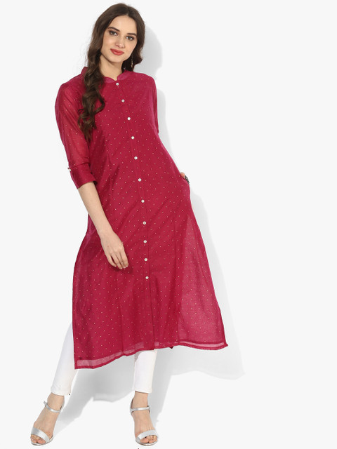 

Sangria Women Maroon Solid Straight Kurta