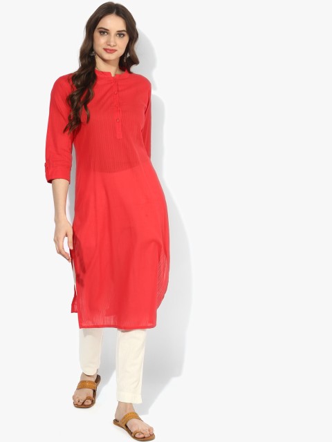 

Sangria Women Red Solid Straight Kurta