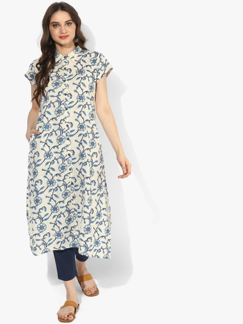 

Sangria Women Blue & Beige Printed Kurta with Trousers