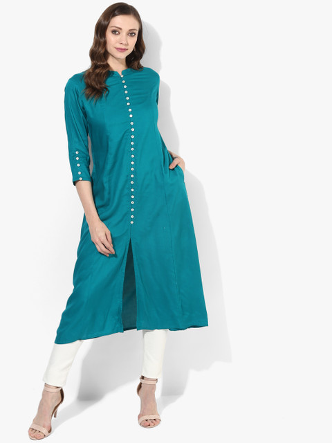 

Sangria Women Blue Solid Straight Kurta
