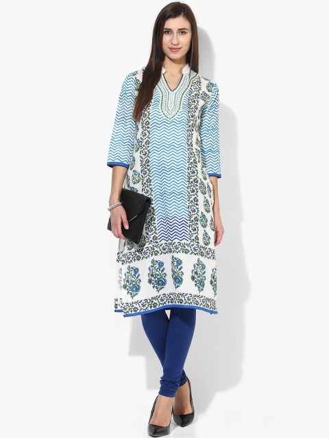 

Sangria Women Blue Printed A-Line Kurta