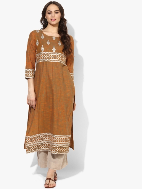 

Sangria Women Mustard Solid A-Line Kurta