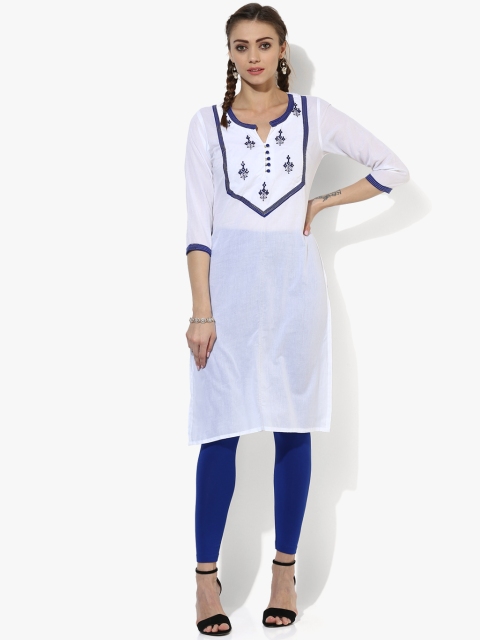 

Sangria Women White Solid Straight Kurta