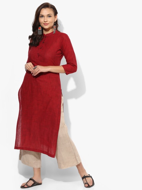 

Sangria Women Maroon Solid Straight Kurta