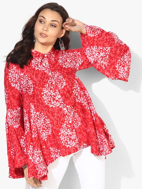 

Sangria Women Red Printed Shirt Style Top