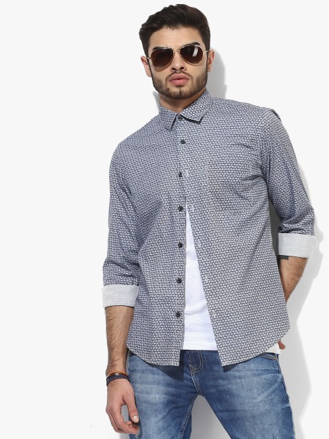 

Peter England Casuals Men Blue Slim Fit Printed Casual Shirt