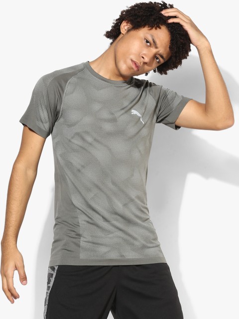 

Puma Men Charcoal Grey evoKNIT Printed Round Neck T-shirt