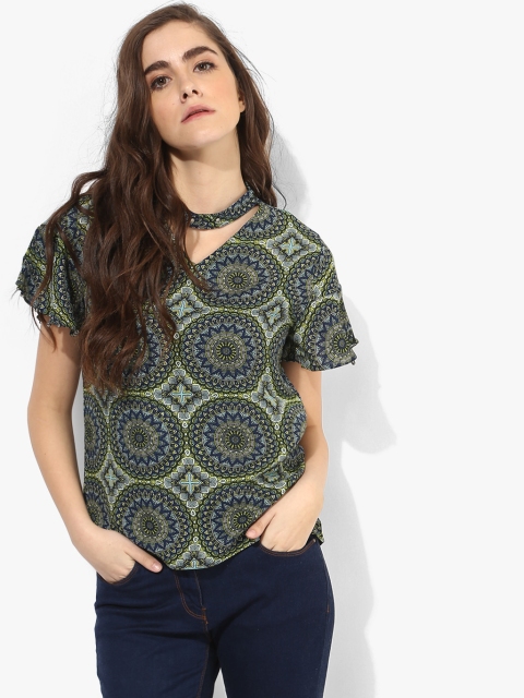 

OPt Women Green Printed Top