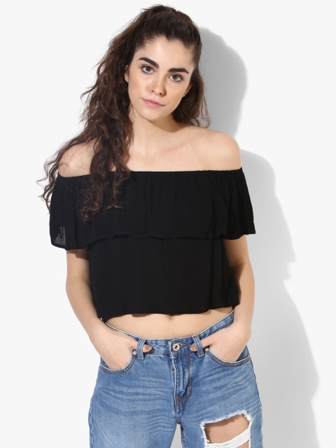 

ALCOTT Women Black Solid Bardot Top
