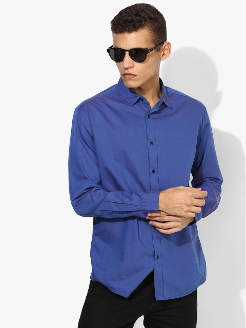 

British Club Men Blue Regular Fit Solid Casual Shirt