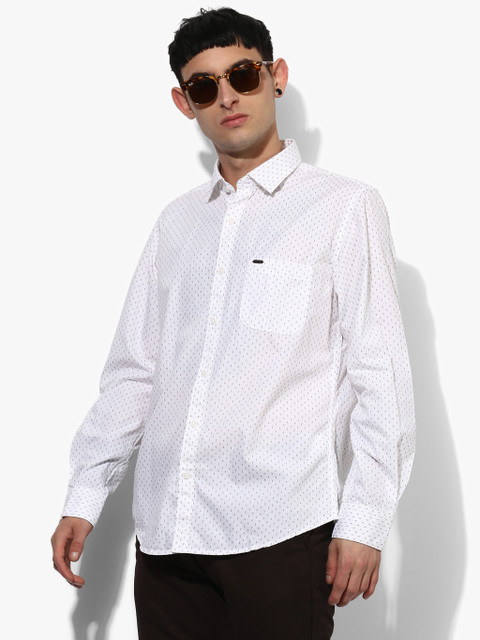 

Peter England Casuals Men White Slim Fit Printed Casual Shirt