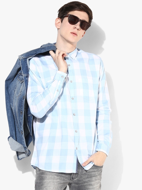 

British Club Men Blue & White Regular Fit Checked Casual Shirt