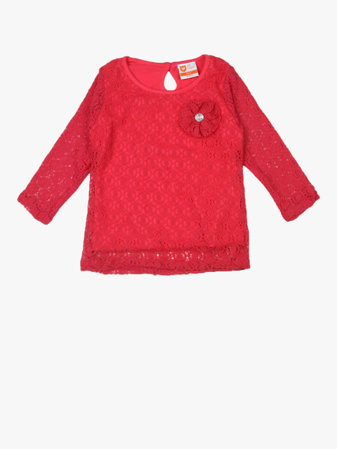 

612 league Girls Red Striped Blouson Top