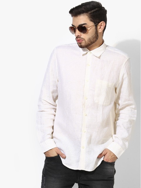 

Peter England Casuals Men Off-White Slim Fit Printed Casual Shirt, Cream