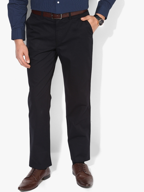 

Navy Blue Solid Slim Fit Formal Trouser