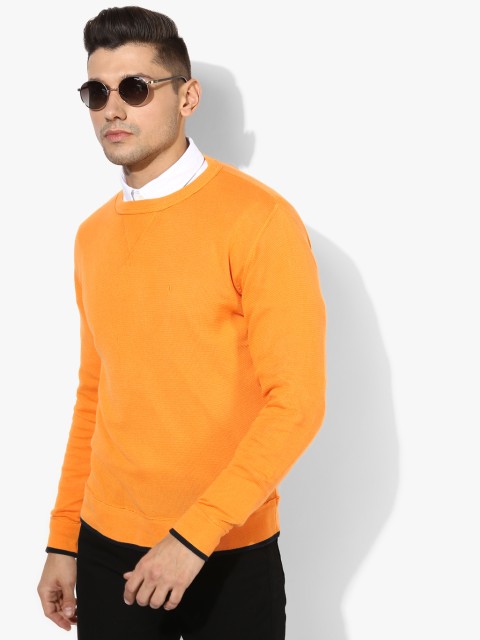 

Yellow Solid Regular Fit Round Neck Sweater