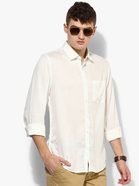 

Off White Solid Slim Fit Casual Shirt