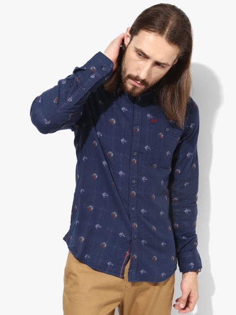 

Ed Hardy Men Navy Blue Self-Design Casual Shirt