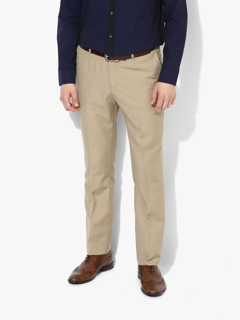 

Khaki Solid Slim Fit Formal Trouser